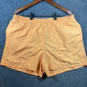 Orvis Swim Shorts Men's XL Orange/Yellow Lined Zip Pocket Drawstring Swimwear